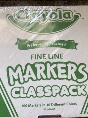 200 Crayola Fine Line Markers, Assorted Classic Classpack, Box 200 New Sealed